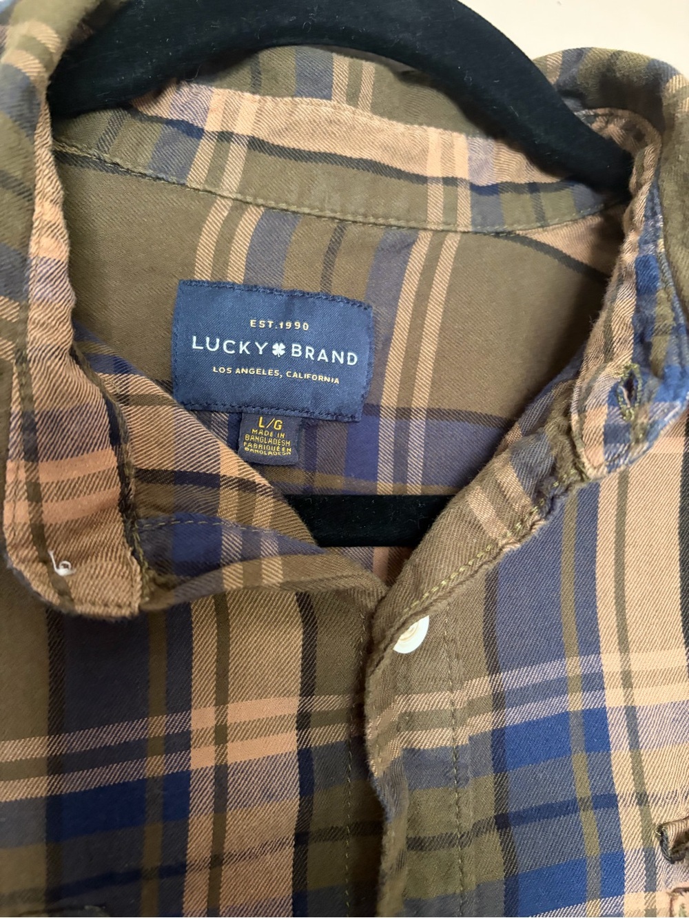Lucky Brand Olive & Blue Plaid Button-Down Shirt - Picture 6 of 6